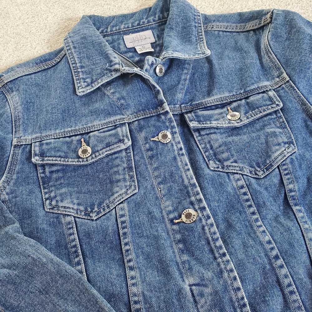 Vintage Paul Harris Denim Jean Jacket Women's Size L Blue